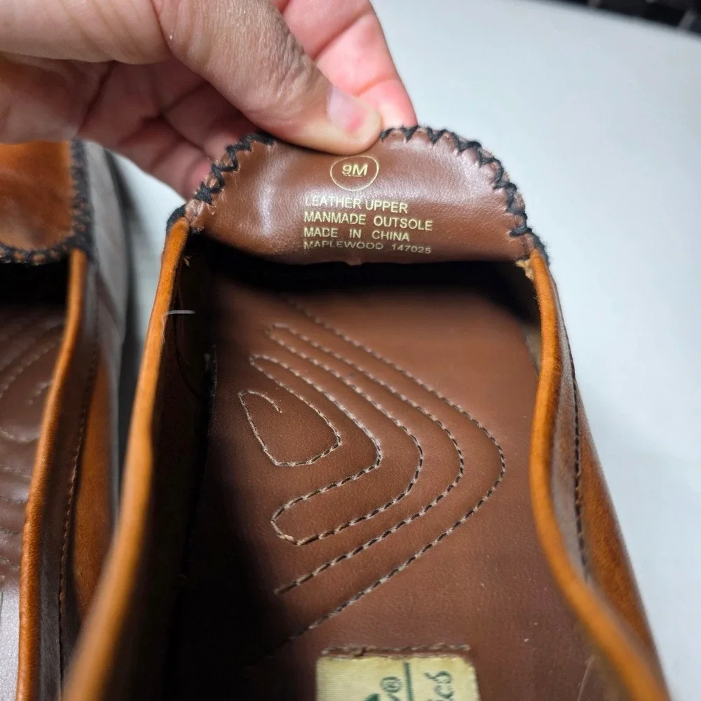 Drexlite Leather Classics Brown Loafers Moc Toe Slip On Flats Womens 9M
